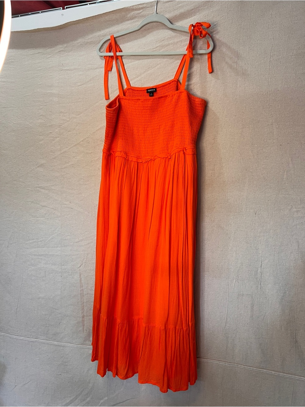torrid Bright Orange Tie-Shoulder Midi Dress - Picture 4 of 7